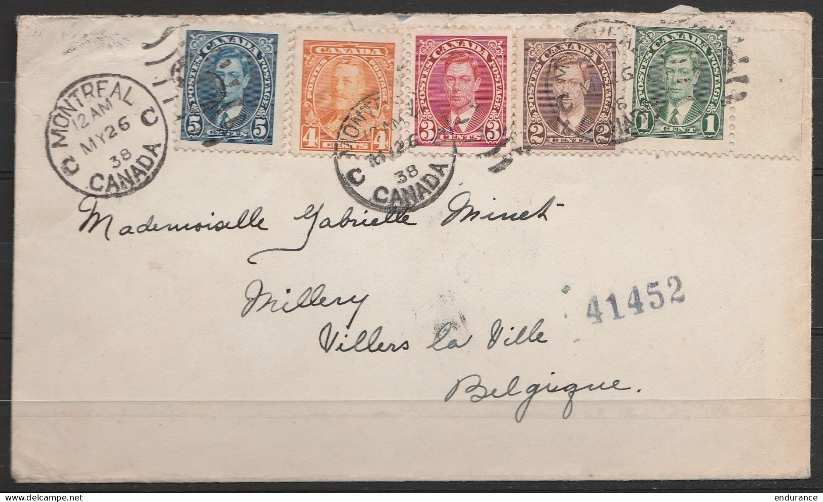 Canada - L. Affr. 15c (multicolore !) Càd "MONTREAL/26 MY 1938" Pour MELLERY (Villers-la-Ville) - Cartas & Documentos