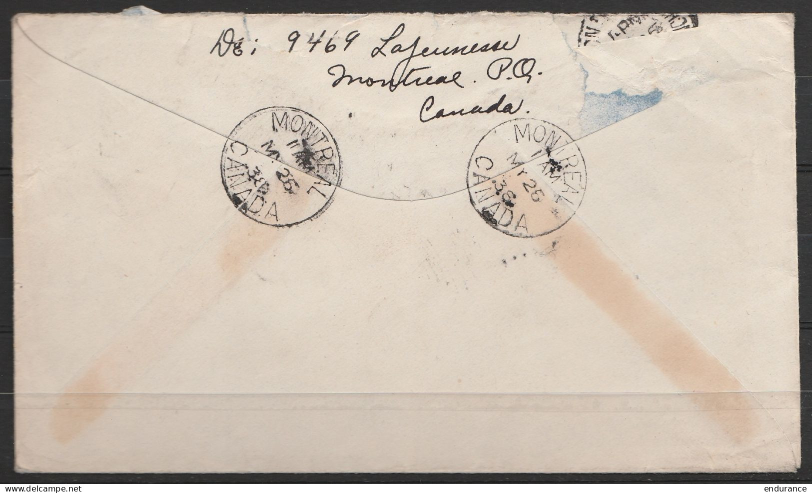 Canada - L. Affr. 15c (multicolore !) Càd "MONTREAL/26 MY 1938" Pour MELLERY (Villers-la-Ville) - Cartas & Documentos