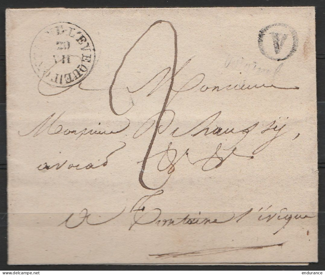 LSC Càd "FONTAINE L'EVEQUE/29 VII Pour EV + Boîte Rurale "V" - 1815-1830 (Periodo Holandes)