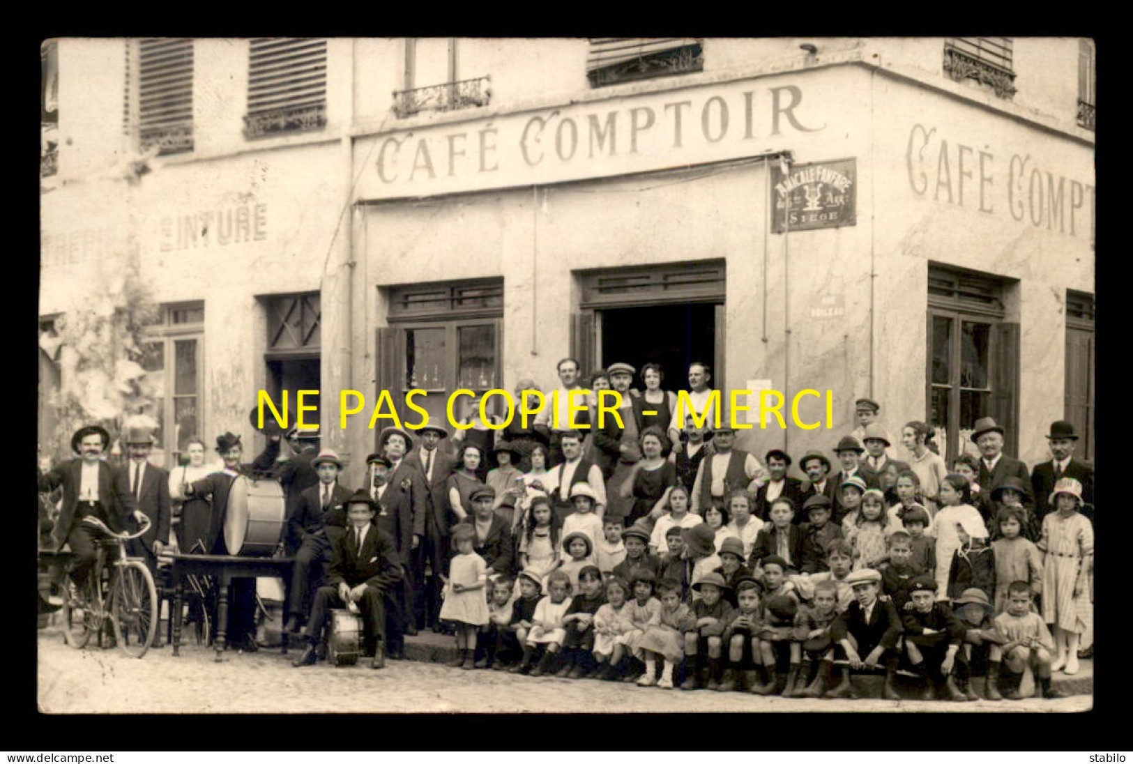 69 - LYON - RUE BOILEAU - CAFE COMPTOIR - SIEGE DE L'AMICALE FANFARE DU 6E ARDT - CARTE PHOTO ORIGINALE - Lyon 6