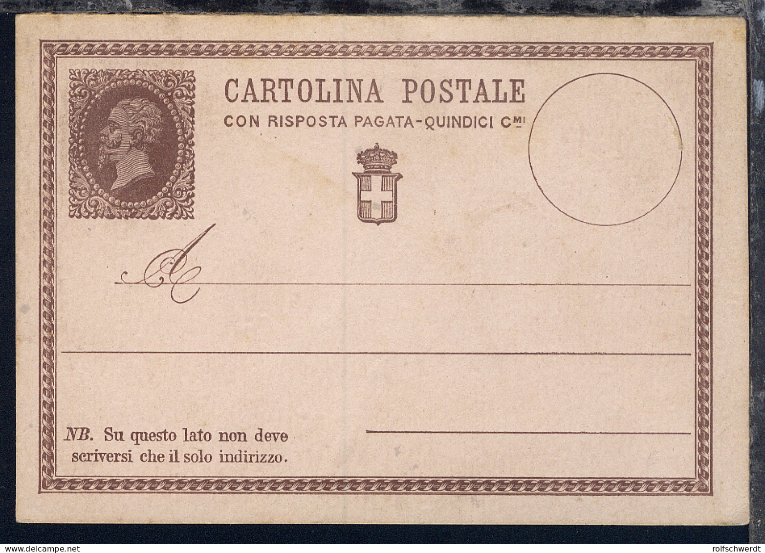 König Victor Emanuell II 15 Cmi Frageteil - Entero Postal