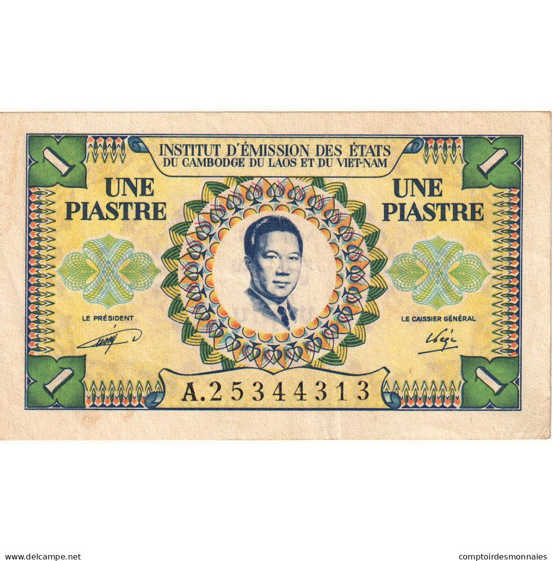 Billet, Indochine Française, 1 Piastre = 1 Riel, KM:93, TTB+ - Indochine