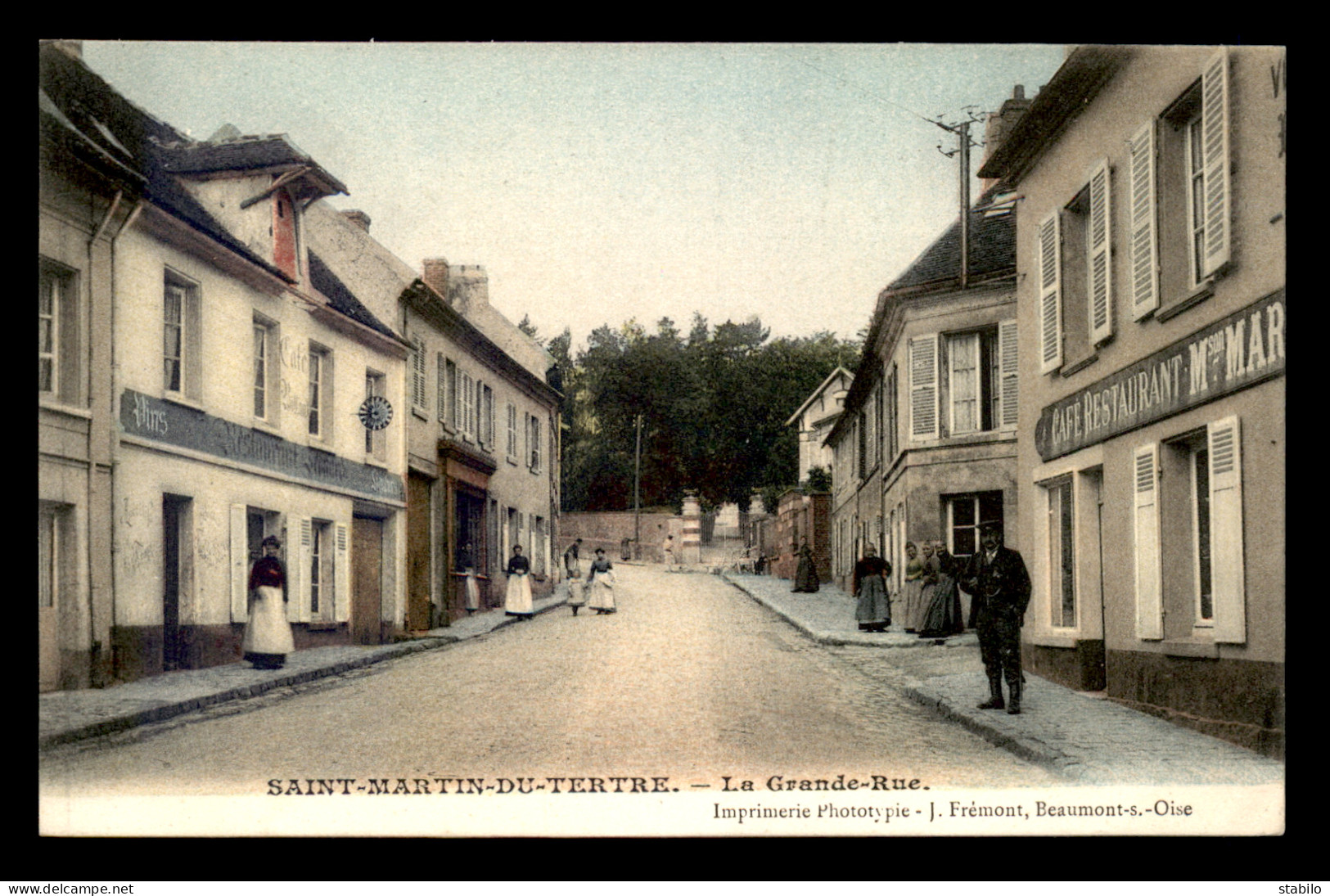 95 - ST-MARTIN-DU-TERTRE - LA GRANDE RUE - CARTE COLORISEE - Saint-Martin-du-Tertre