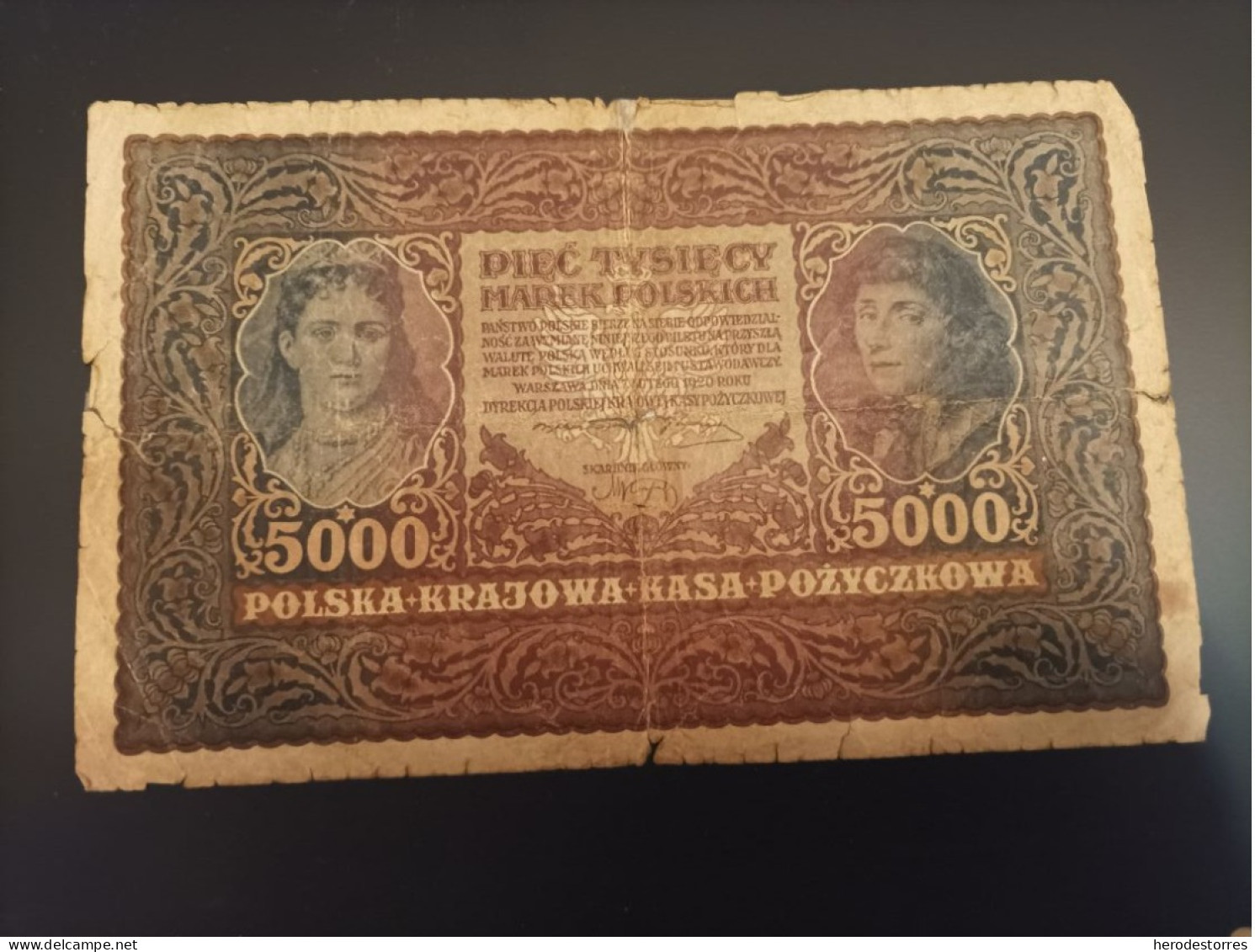 Billete Polonia 5000 Zlotych, Año 1920 - Poland