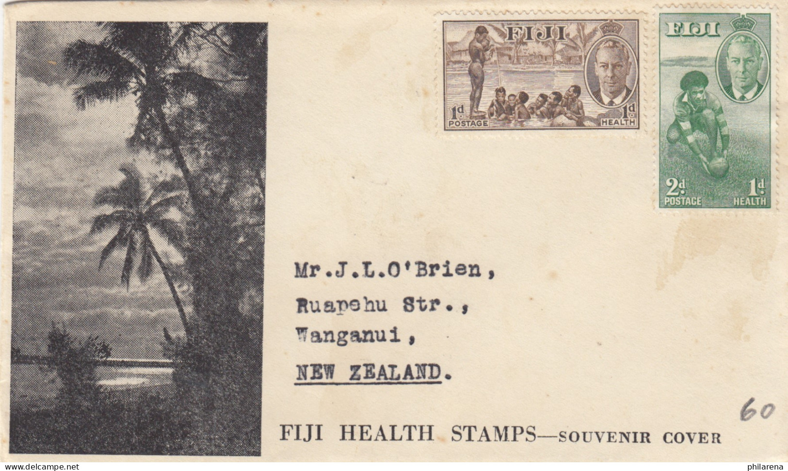 Fiji Health Stamps, Souvenir Cover, Closed With Content To New Zealand - Fiji (1970-...)