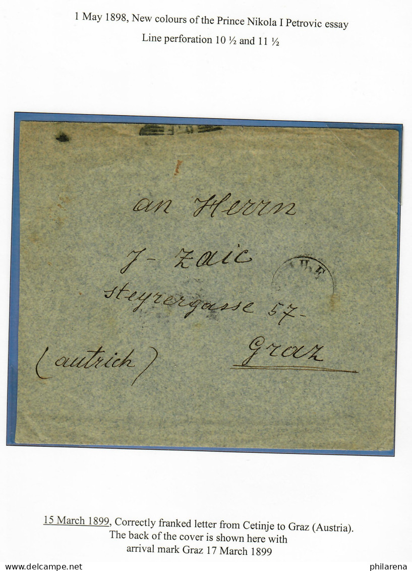 1898/99: 1 Letter Cetinje To Graz, 1 Post Card Cetinje To Prague - Montenegro