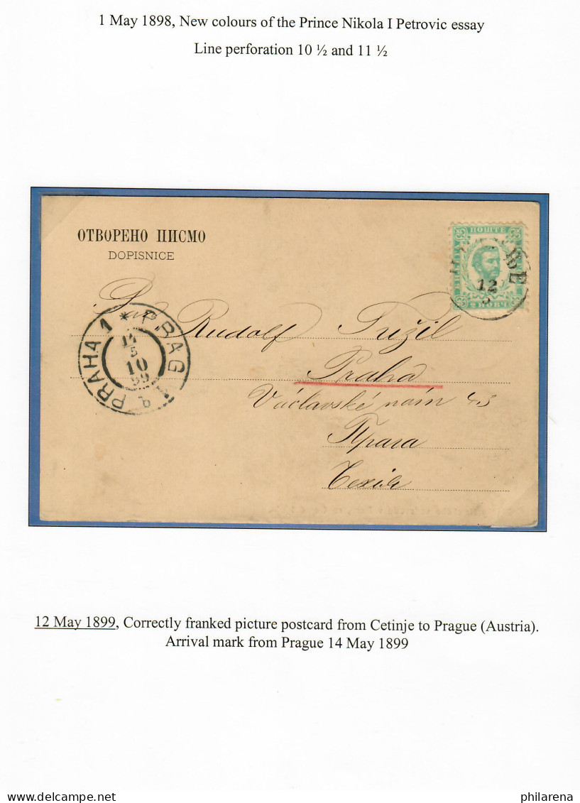 1898/99: 1 Letter Cetinje To Graz, 1 Post Card Cetinje To Prague - Montenegro