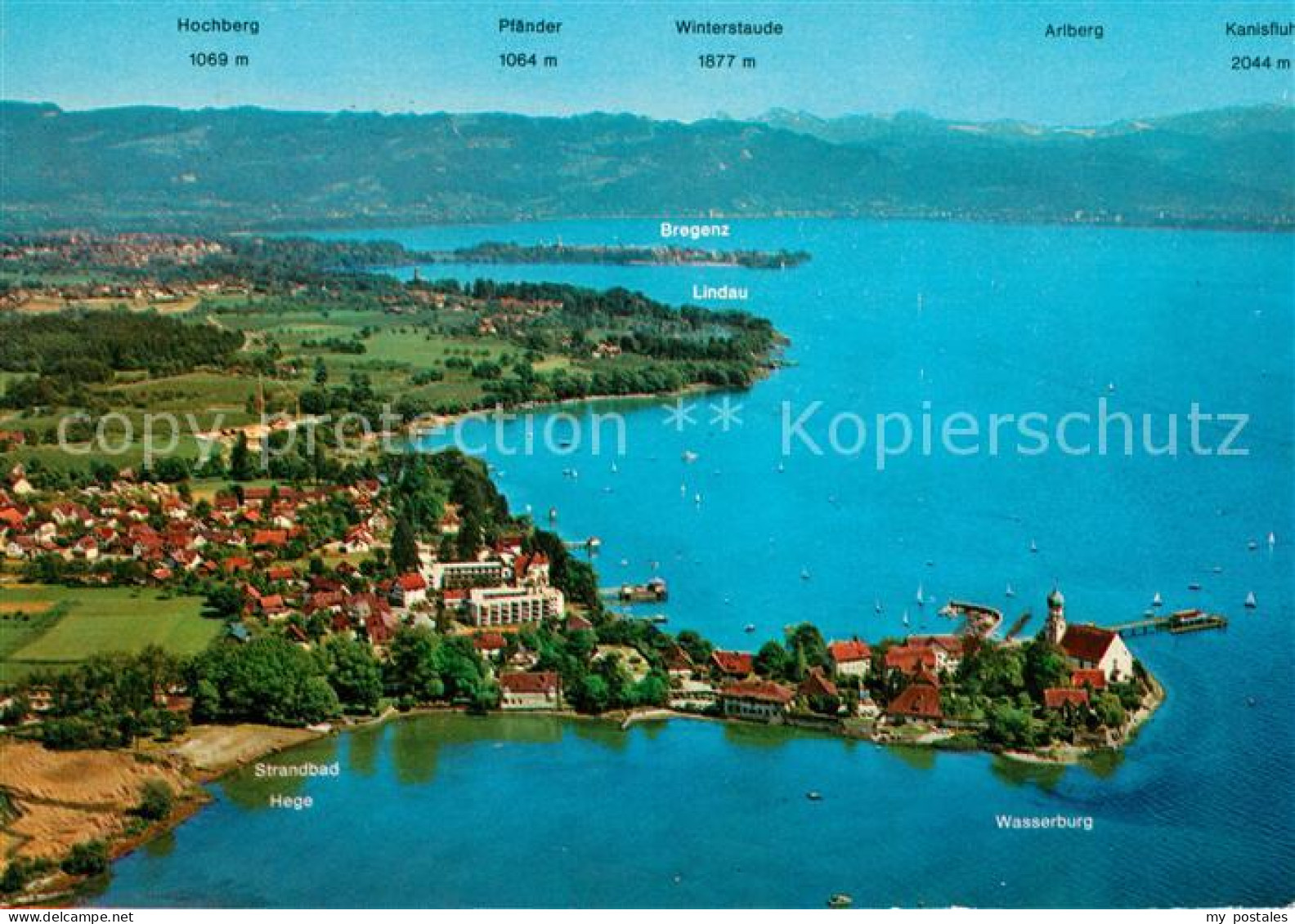 73119856 Wasserburg Bodensee Fliegeraufnahme Halbinsel Mit Lindau Und Bregenzerw - Wasserburg A. Bodensee