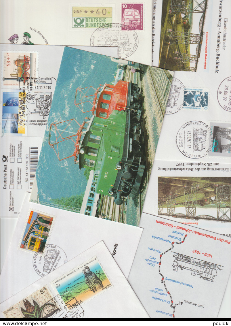 50 Covers With Transport Theme, But Mostly European. Postal Weight Approx 270 Gramms. Please Read Sales - Trains