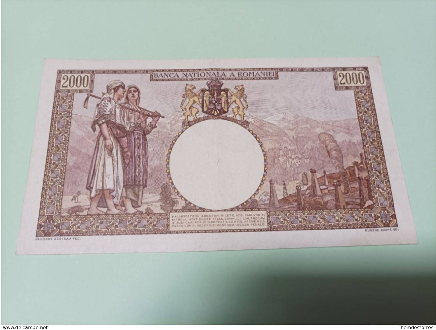 Billete Rumania De 2000 Lei, Año 1943, AUNC - Roemenië