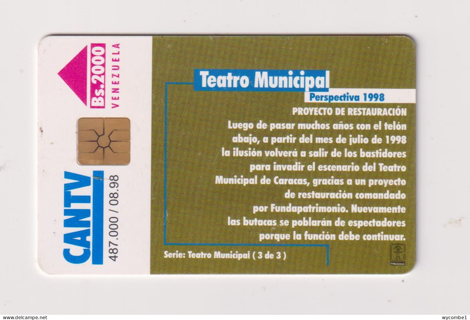 VENEZUELA  -  Municipal Theatre Chip Phonecard - Venezuela