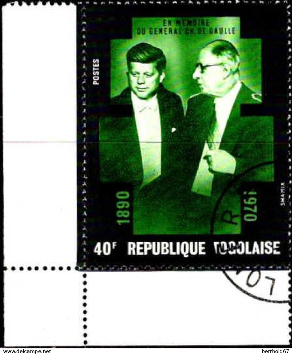 Togo (Rep) Poste Obl Yv: 699/702 En Mémoire Du Général De Gaulle Coin De Feuille (TB Cachet Rond) - De Gaulle (General)