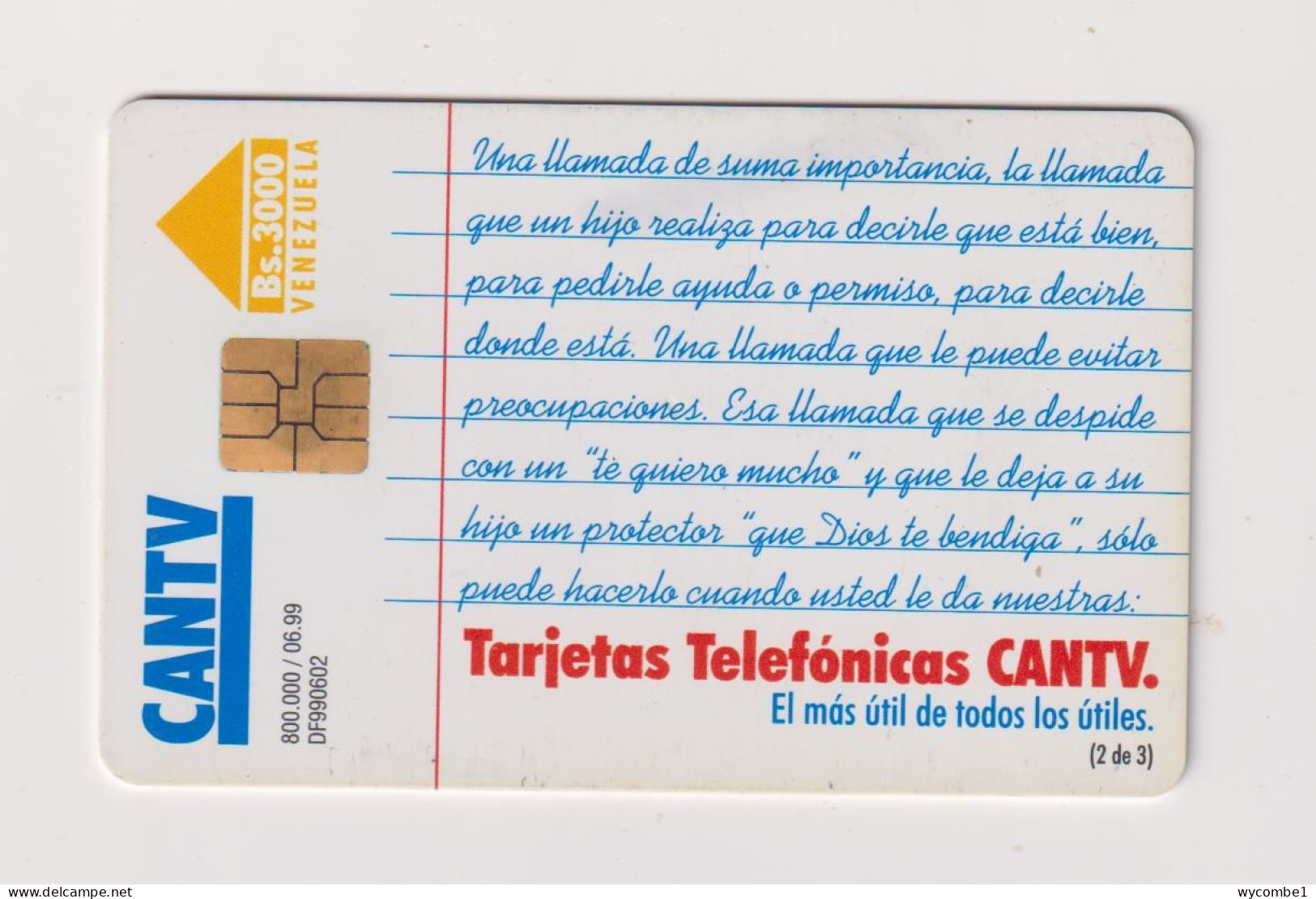 VENEZUELA  -  Una Llamada Chip Phonecard - Venezuela