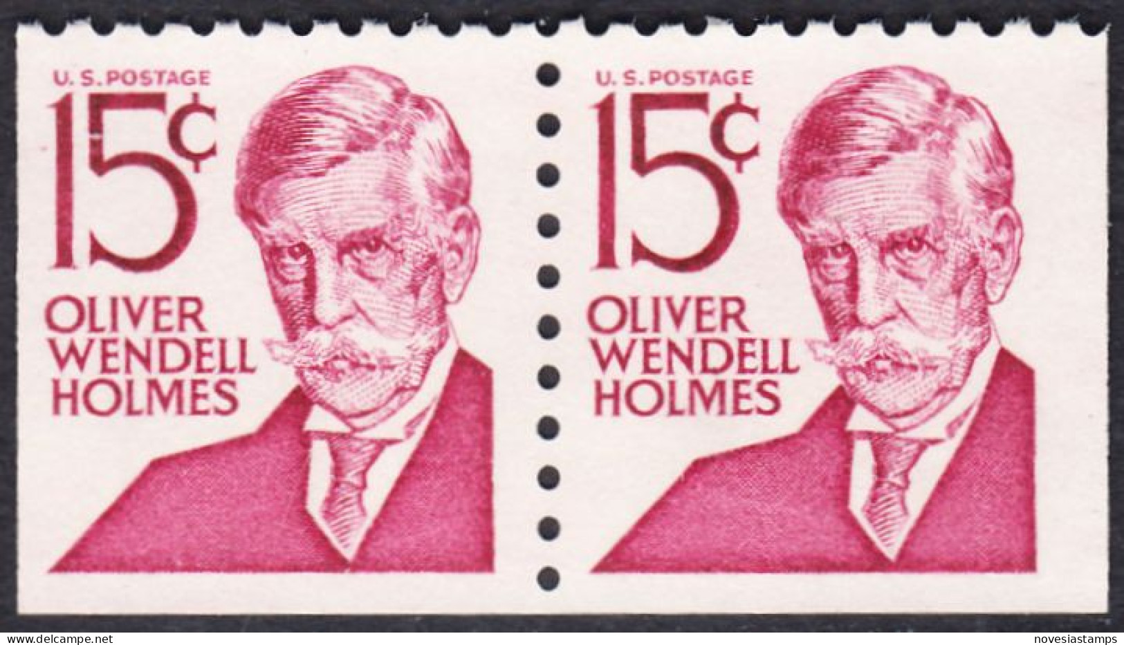 !a! USA Sc# 1288B MNH Horiz.PAIR (left/bottom/right Sides Cut) - Oliver Wendell Holmes - Nuovi