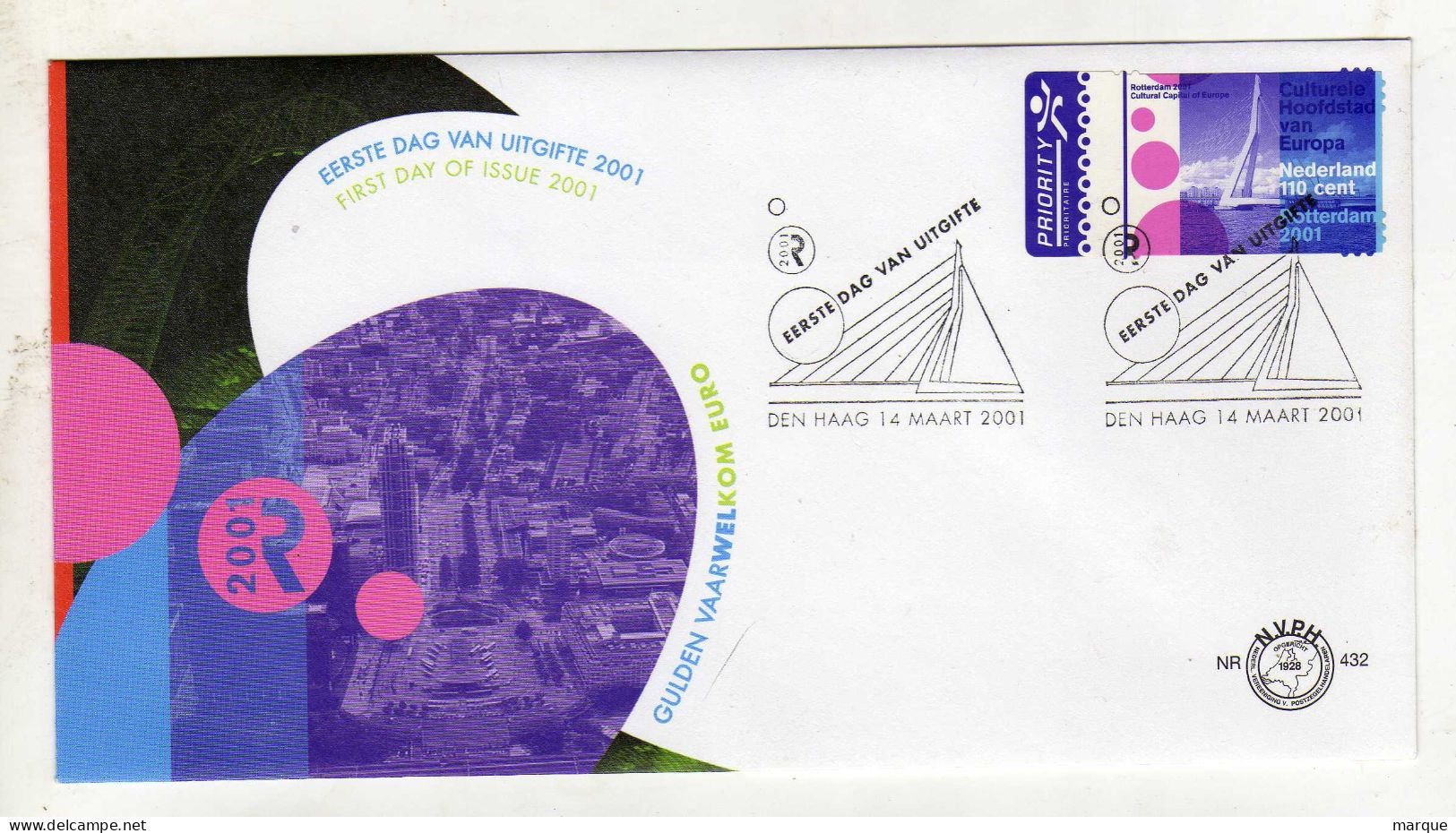 Enveloppe 1er Jour PAYS BAS NEDERLAND Oblitération 14/03/2001 - FDC