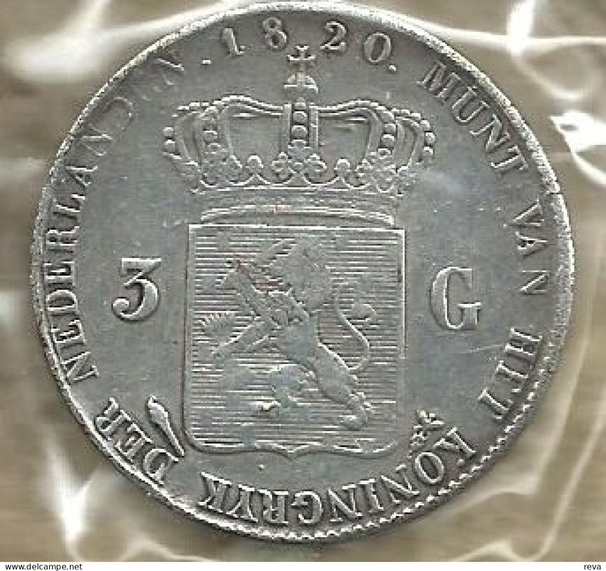 NETHERLANDS  3 GUILDER SHIELD FRONT KING HEAD BACK 1820 KM? VF COPY !!!!  READ DESCRIPTION CAREFULLY !!! - 1815-1840: Willem I.