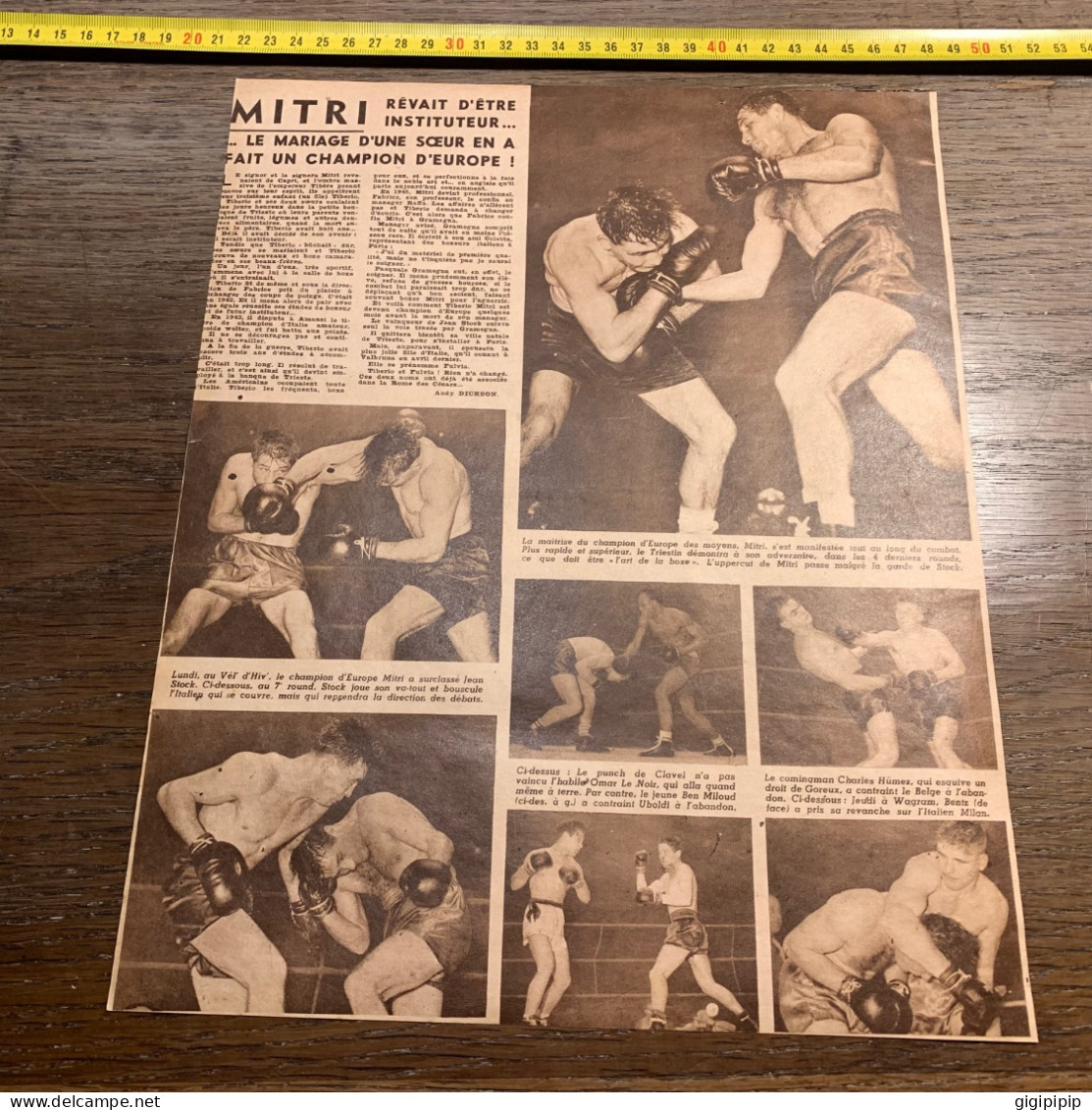 1949 B&C Boxe Mitri Clavel Ben Miloud Uboldi Charles Humez Stock - Collezioni