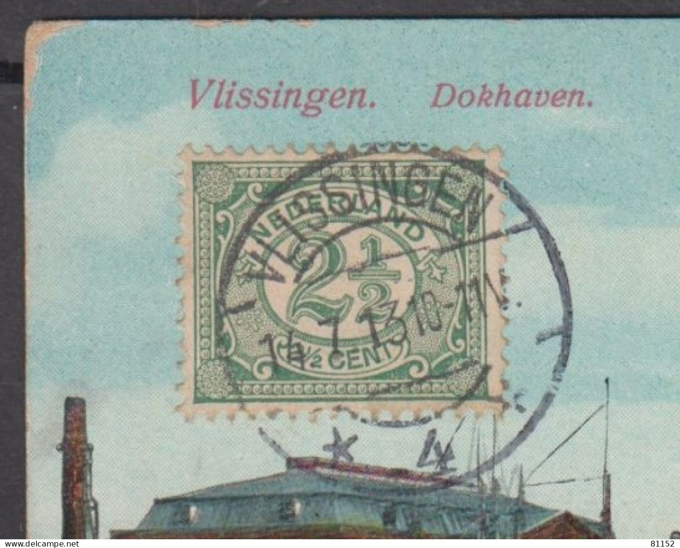 CPA De VLISSINGEN " Dokhaven "  Le 14 VII 1913  Pour Paris Avec 2.5 Vert  Y.T.69 - Vlissingen