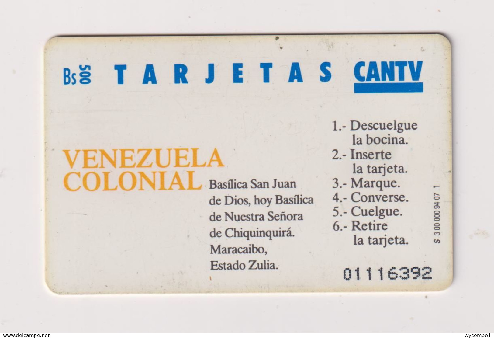 VENEZUELA  -  Basilica San Juan De Dios Chip Phonecard - Venezuela