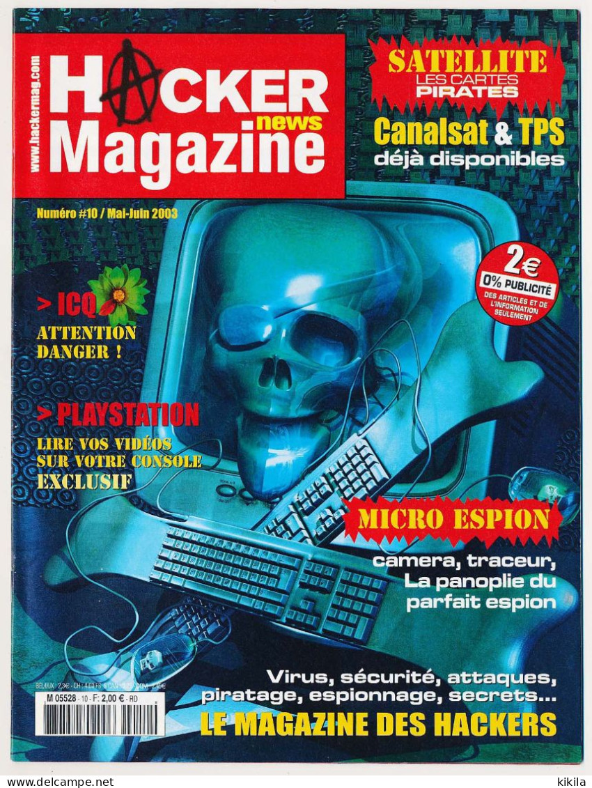 Journal Revue Informatique HACKER MAGAZINE NEWS N° 10 Mai-juin 2003 Satellite Les Cartes Pirates  Canalsat Et TPS * - Informatik