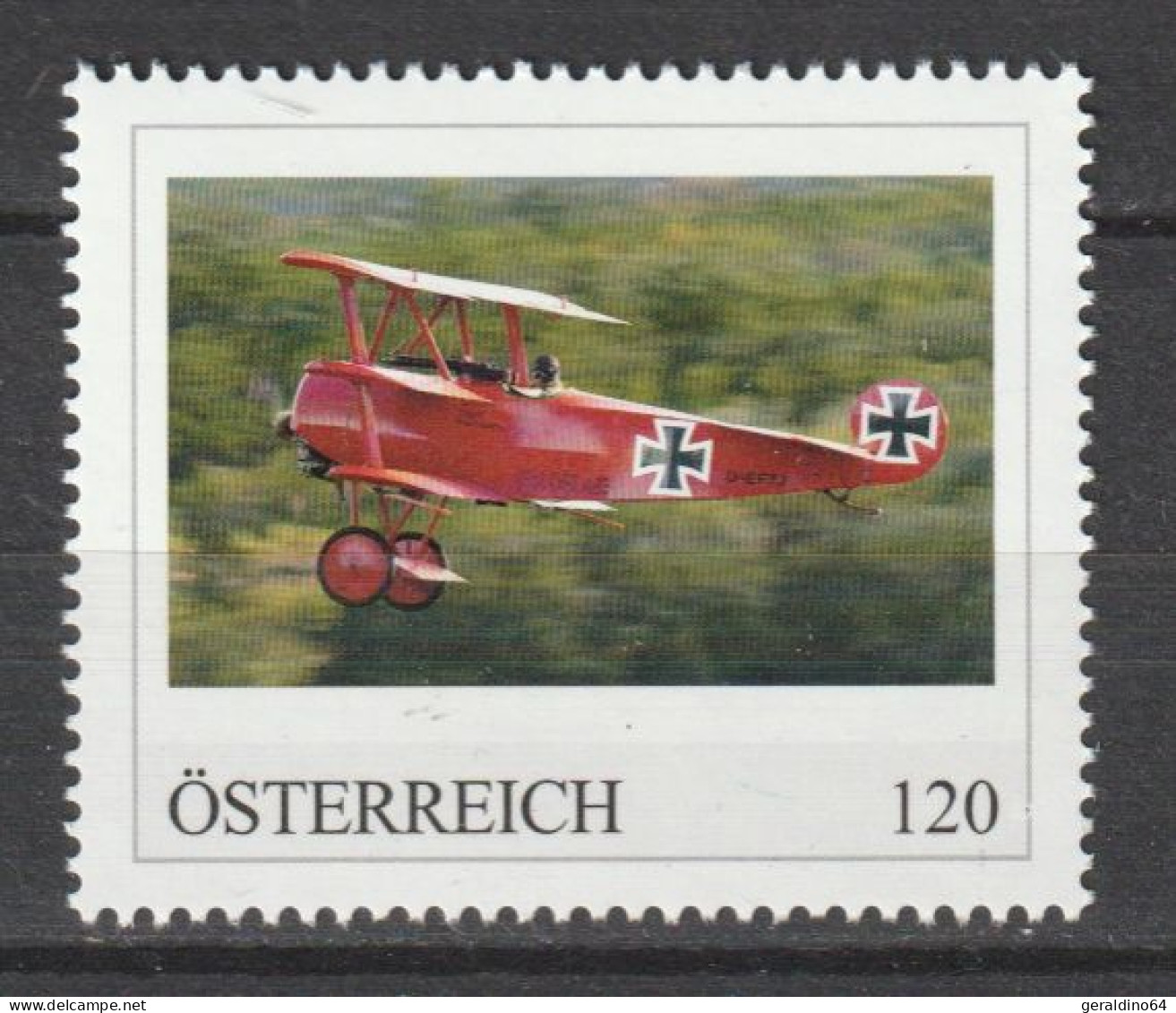 Österreich Personalisierte BM Historische Flugzeuge Fokker Dr.1 Roter Baron ** Postfrisch - Persoonlijke Postzegels