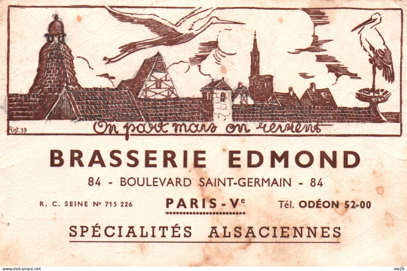 Restaurant - Brasserie Edmond, Boulevard Saint-Germain, Paris - Spécialités Alsaciennes - Restaurantes