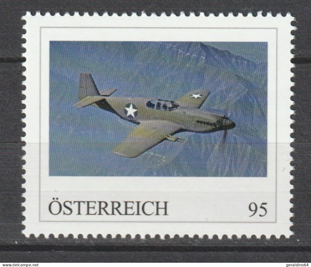 Österreich Personalisierte BM Historische Flugzeuge North American P-51 Mustang ** Postfrisch - Timbres Personnalisés