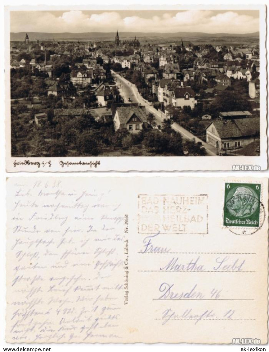 Ansichtskarte Friedberg (Hessen) Gesamtansicht - Foto AK 1939 - Friedberg