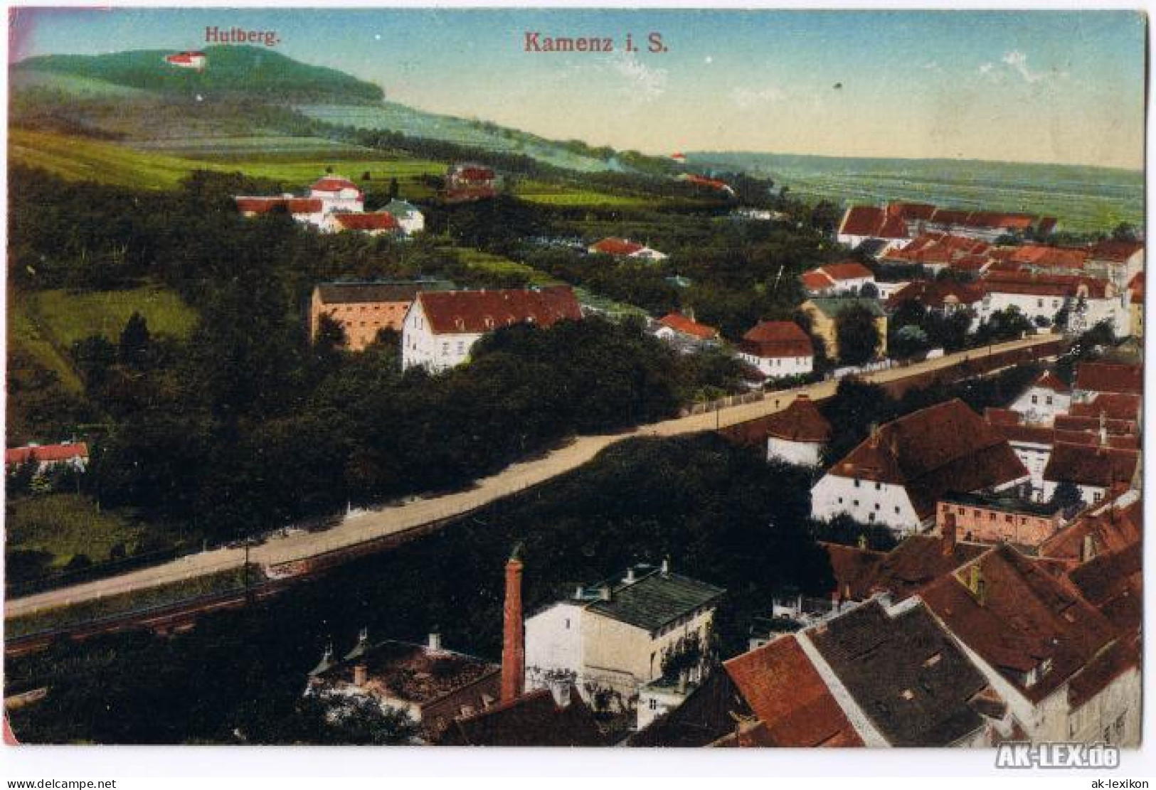 Ansichtskarte Kamenz Kamjenc Panorama Mit Hutberg 1918 - Kamenz