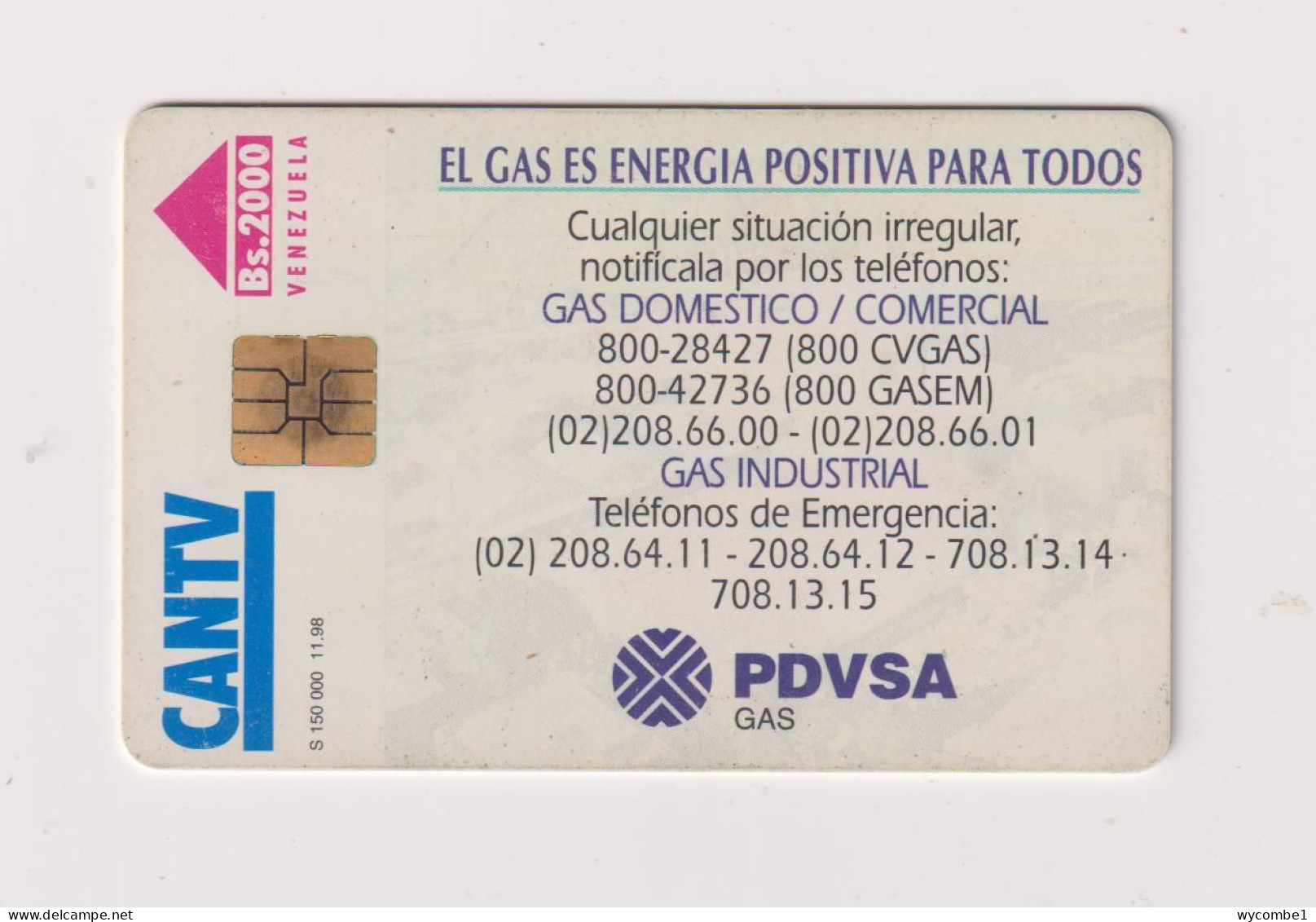 VENEZUELA  -  Methane Gas Chip Phonecard - Venezuela