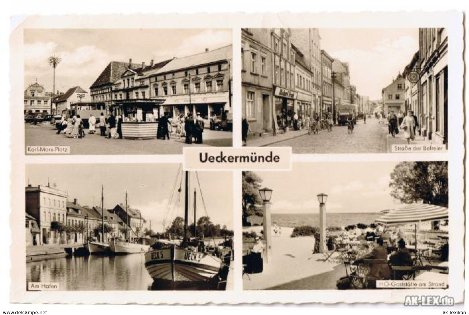 Ansichtskarte Ueckermünde Stadtteilanischten - Ua. Karl-Marx-Platz 1958  - Ückermünde