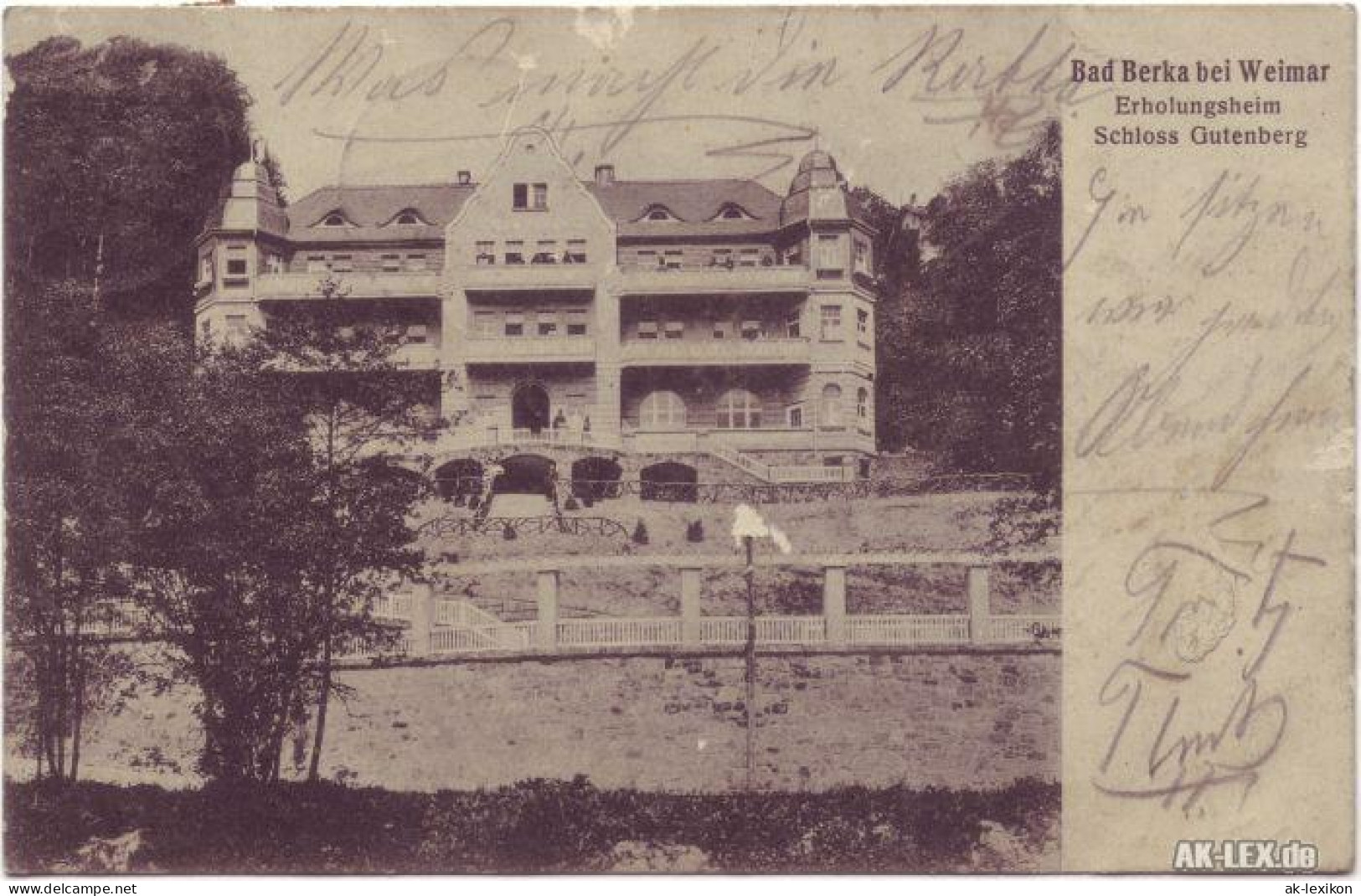Ansichtskarte Bad Berka Erholungsheim Schloss Gutenberg 1913 - Bad Berka