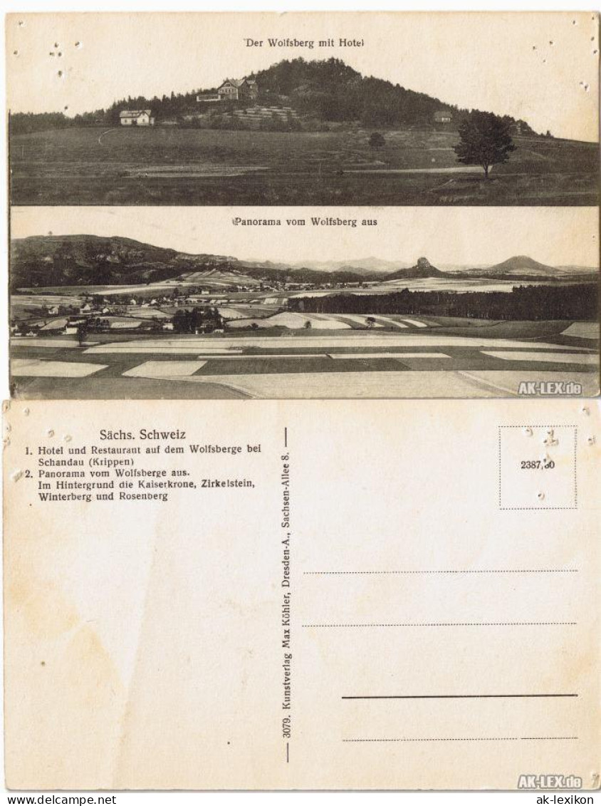 Reinhardtsdorf-Reinhardtsdorf-Schöna 2 Bild Panorama Wolfsberg Ca 1920 1920 - Schoena
