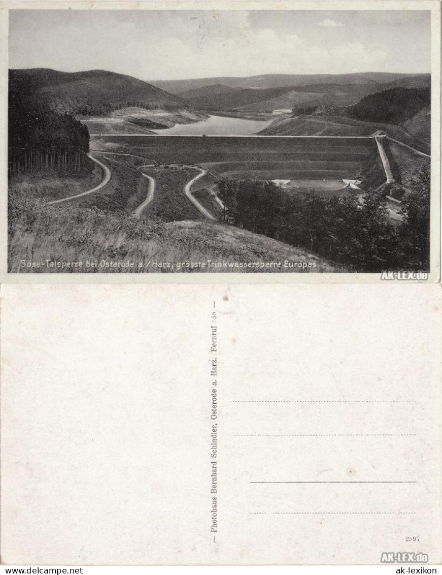 Ansichtskarte Osterode (Harz) Sösetalsperre Ca 1939 1939 - Osterode