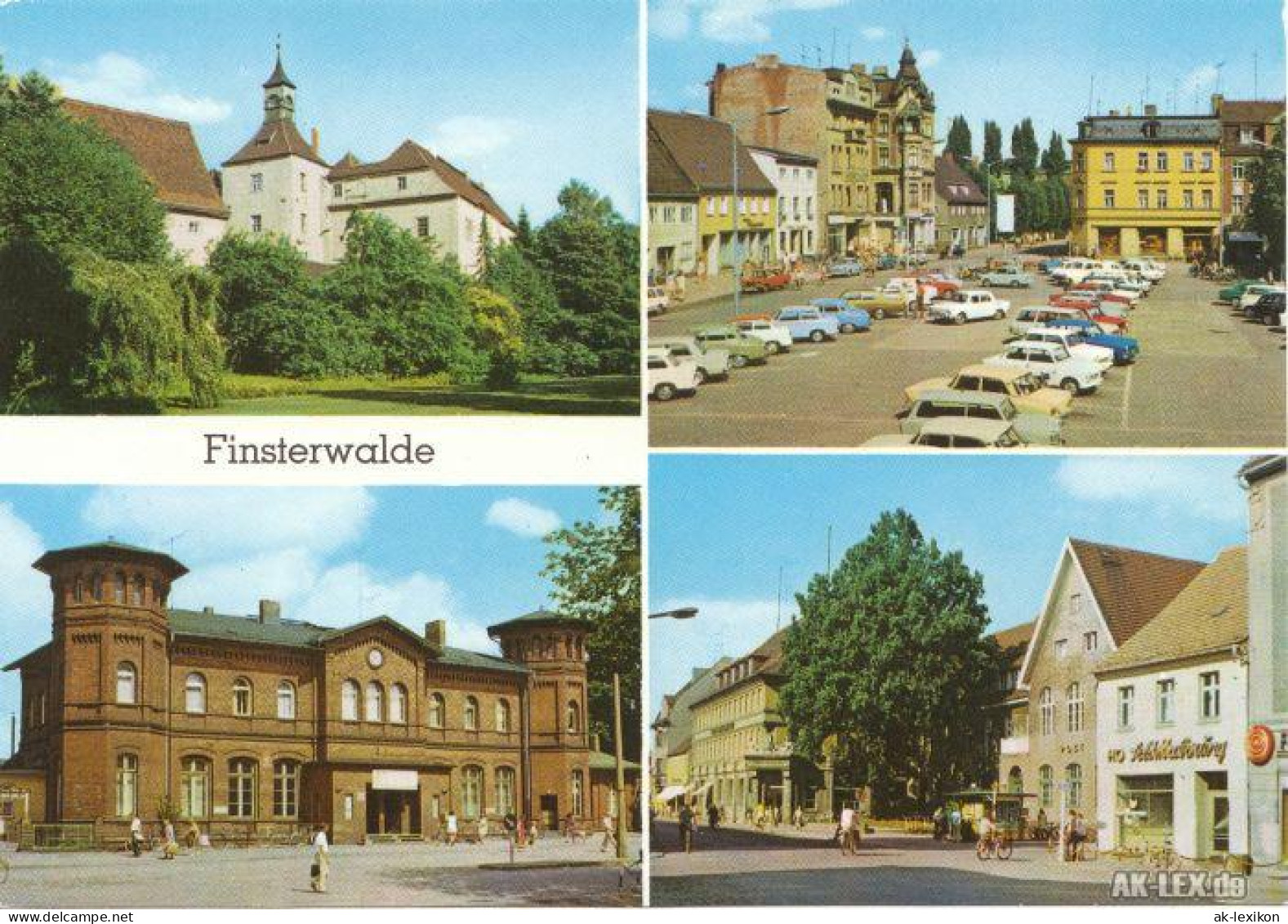 Finsterwalde Grabin Mehrbildkarte Ua. Schloß, Markt Und Bahnhof 1980 - Finsterwalde