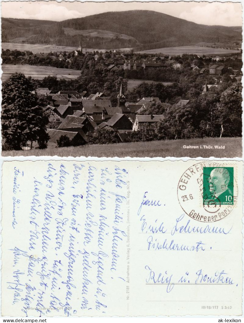 Ansichtskarte Gehren (Thüringen) Panorama 1962 - Gehren