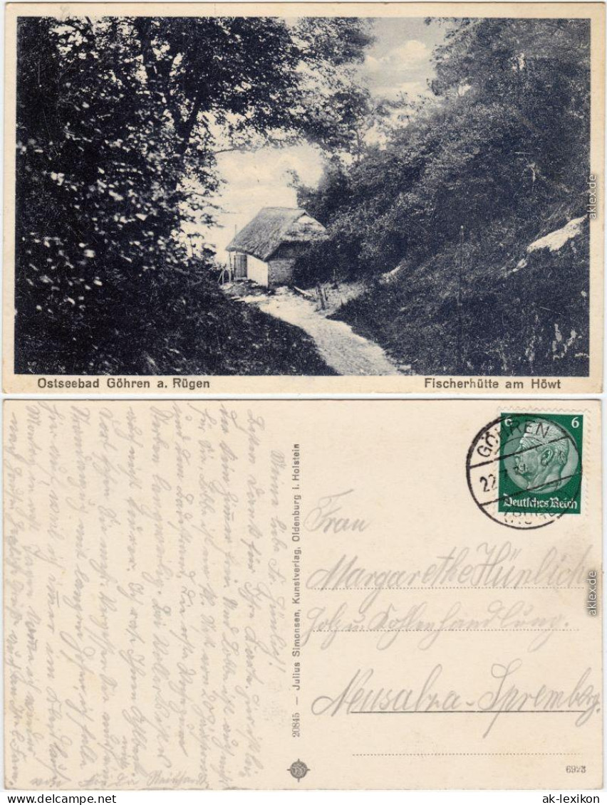 Ansichtskarte Göhren (Rügen) Fischerhütte Am Höwt 1937  - Goehren