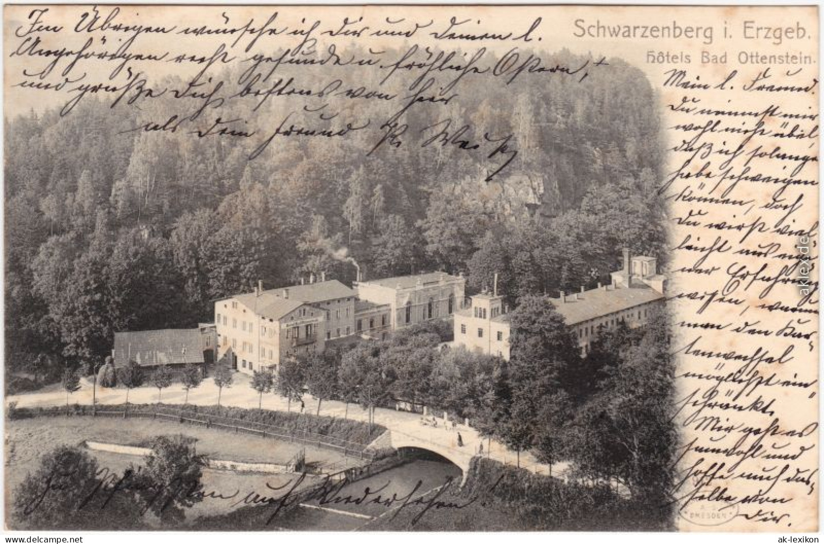 Ansichtskarte Schwarzenberg (Erzgebirge) Hotels Bad Ottenstein 1905  - Schwarzenberg (Erzgeb.)