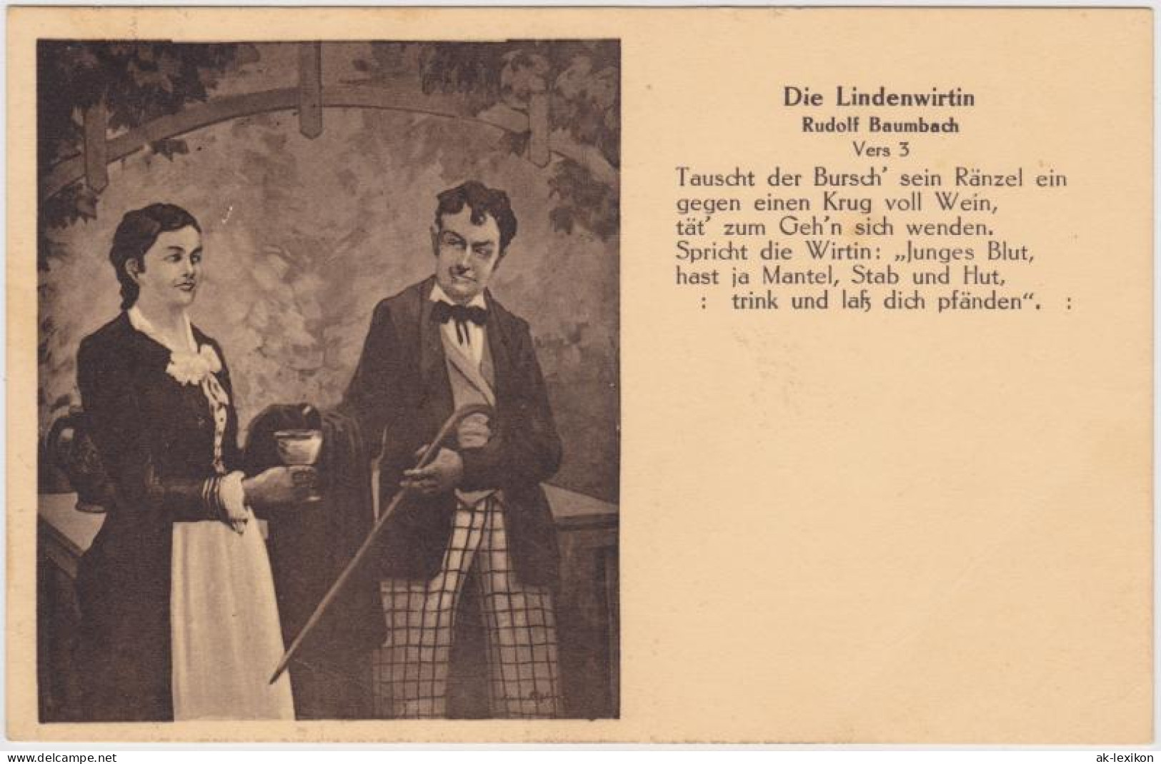 Ansichtskarte  Die Lindenwirtin - Rudolf Baumbach 1933 - Philosophie & Pensées
