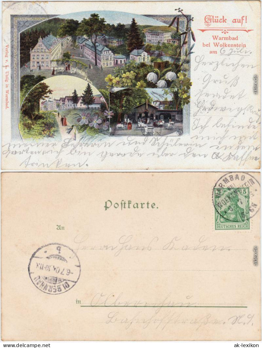 Litho AK Warmbad-Wolkenstein 3 Bild Litho: Stadt Und Restauration 1904  - Wolkenstein
