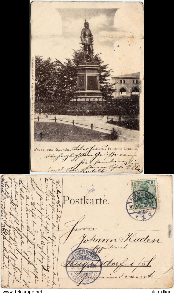 Ansichtskarte Spandau-Berlin Partie Am Kaiser Friedrich Denkmal 1906  - Spandau