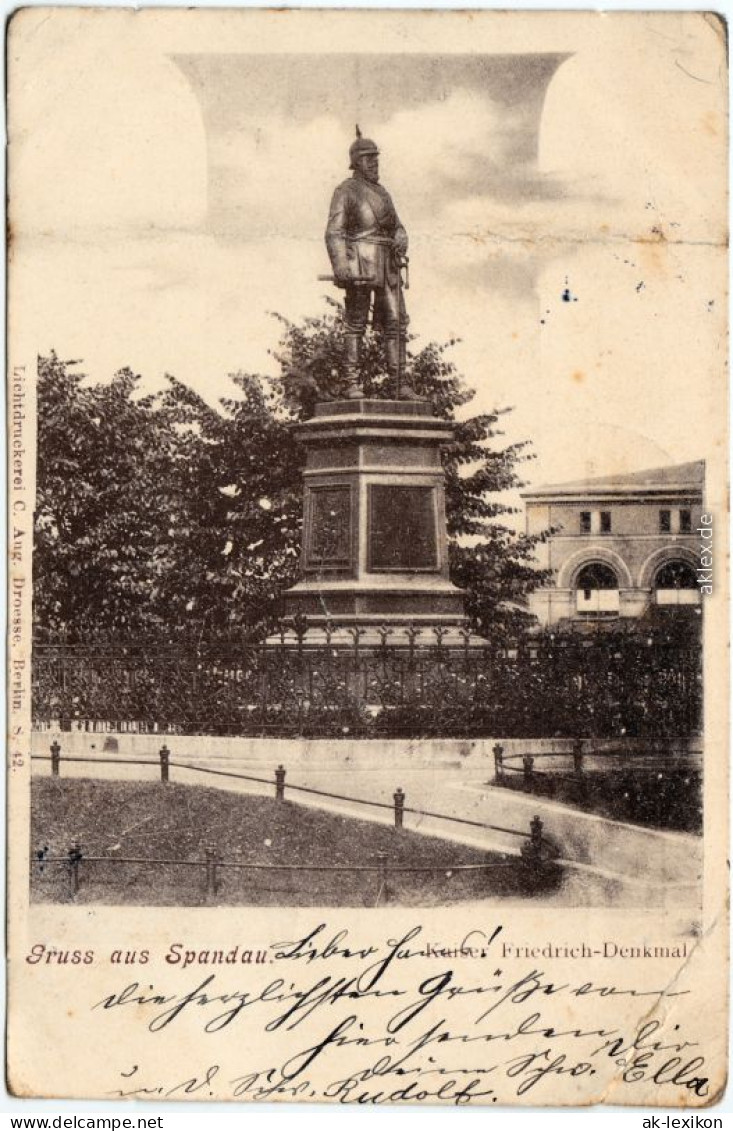 Ansichtskarte Spandau-Berlin Partie Am Kaiser Friedrich Denkmal 1906  - Spandau