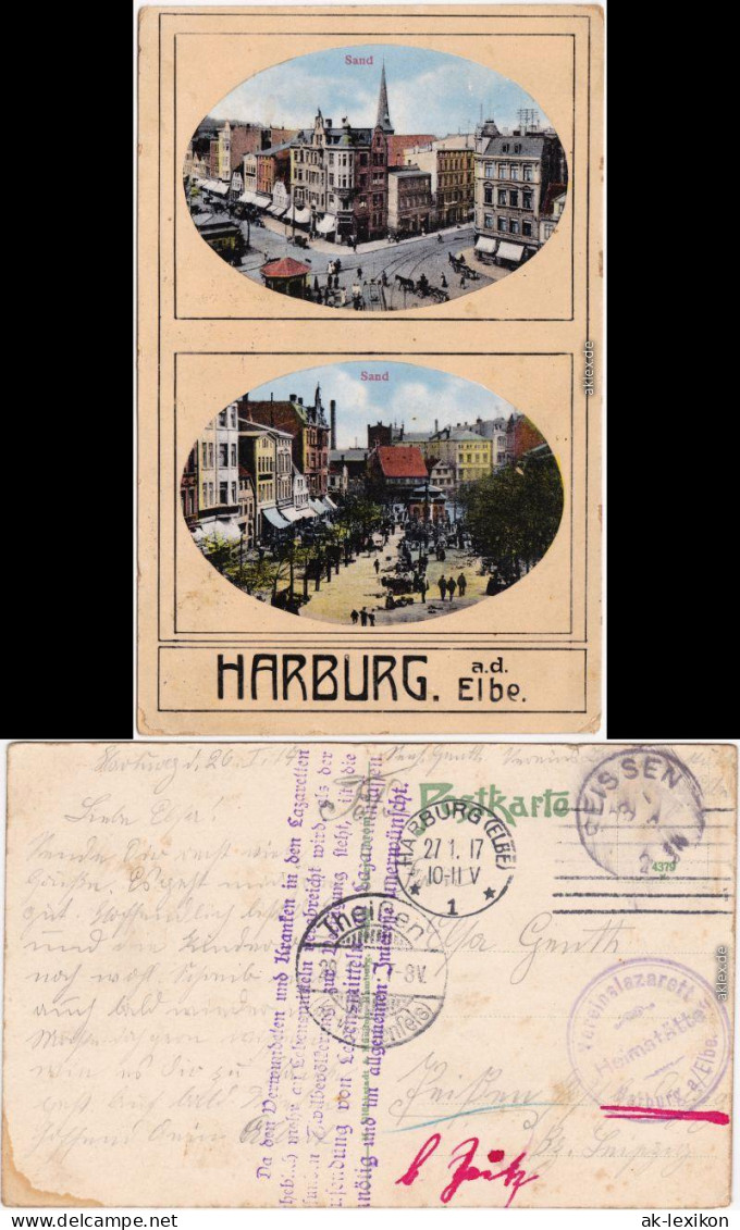 Ansichtskarte Harburg-Hamburg 2 Bild: Sand - Straßenpartien 1917  - Harburg