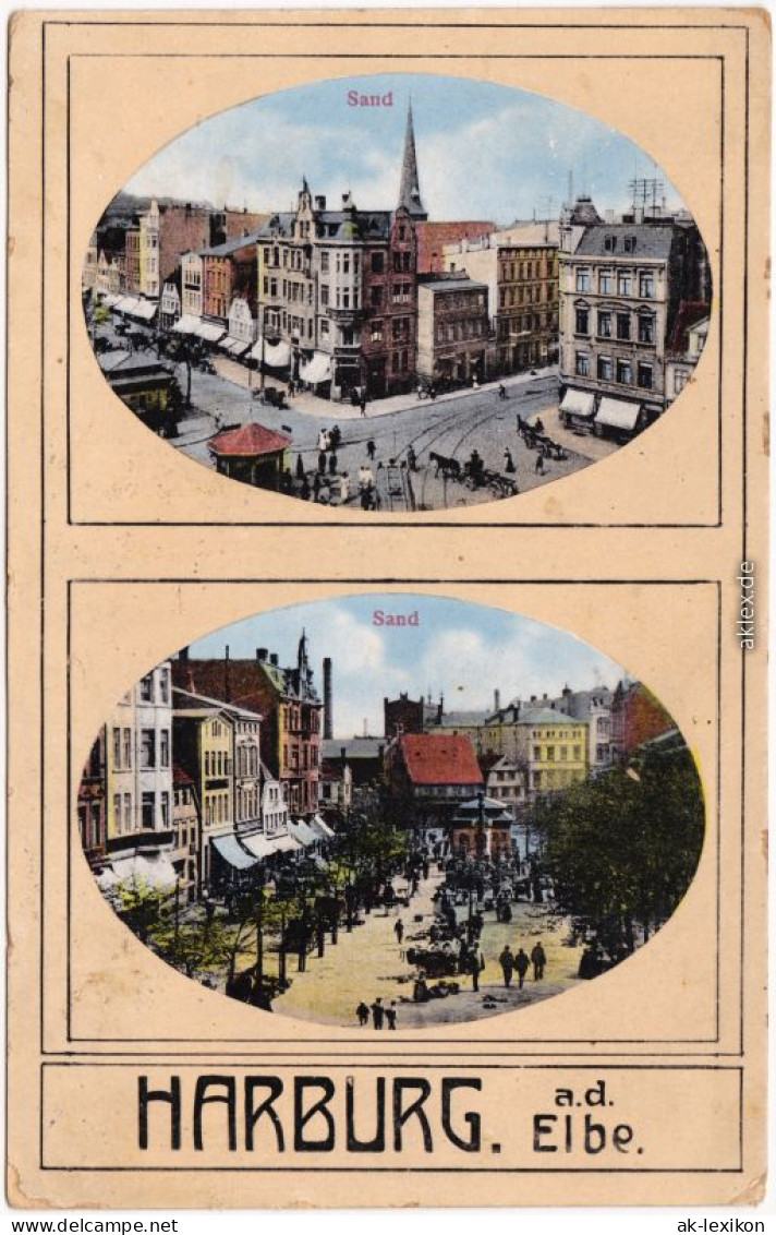 Ansichtskarte Harburg-Hamburg 2 Bild: Sand - Straßenpartien 1917  - Harburg