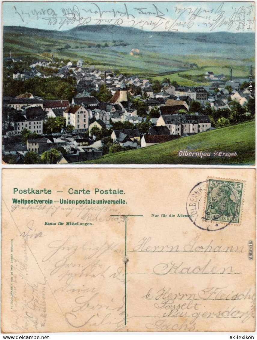 Ansichtskarte Olbernhau Blick Auf Die Stadt 1905  - Olbernhau