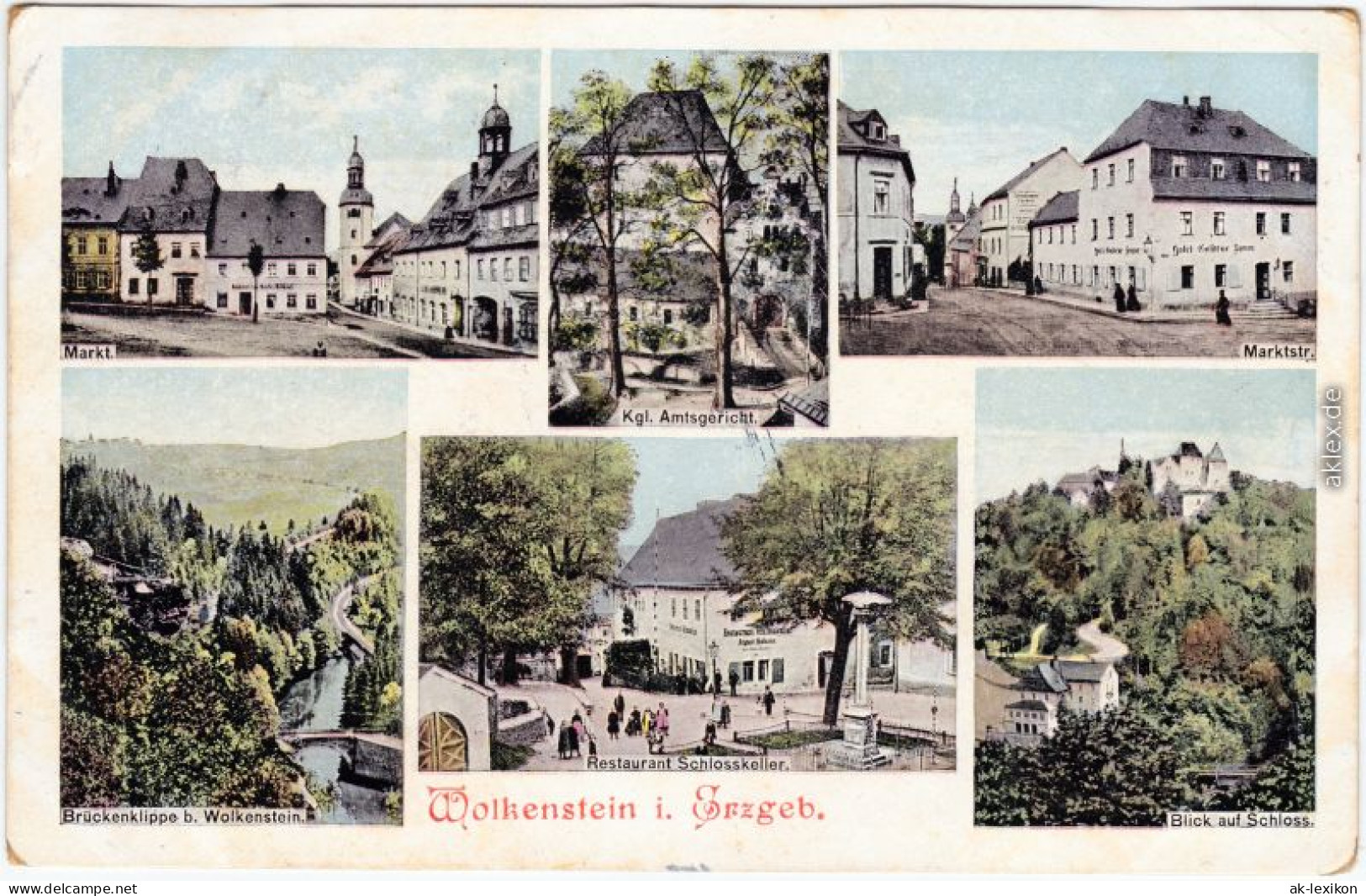 Wolkenstein Markt, Marktstraße, Schloß Und Restaurant Schlosskeller 1907 - Wolkenstein