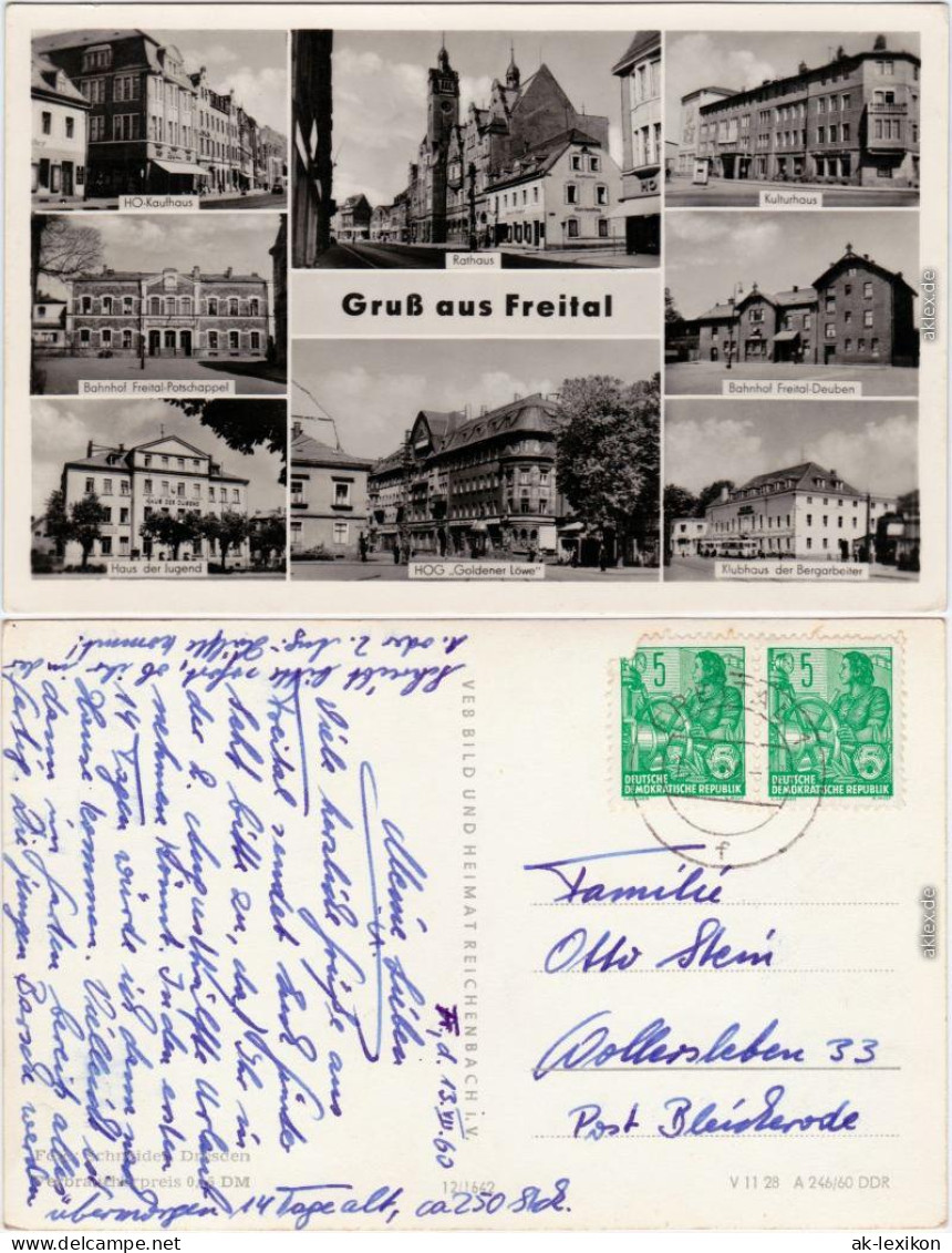 Freital Mehrbildkarte: Kaufhaus, Bahnhof Deuben Und Pottschappel 1960 - Freital