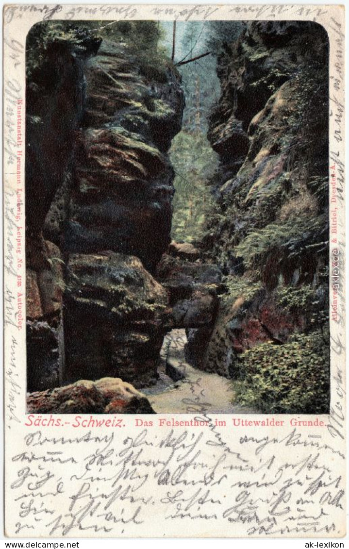 Ansichtskarte Wehlen Das Felsentor Im Uttewalder Grunde - Sächs.-Schweiz 1906 - Wehlen