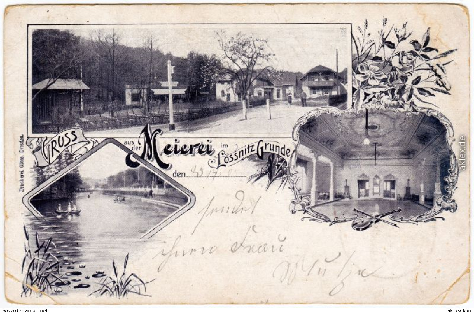 Ansichtskarte Oberlößnitz-Radebeul 3 Bild: Meierei Straße Und Saal 1903  - Radebeul