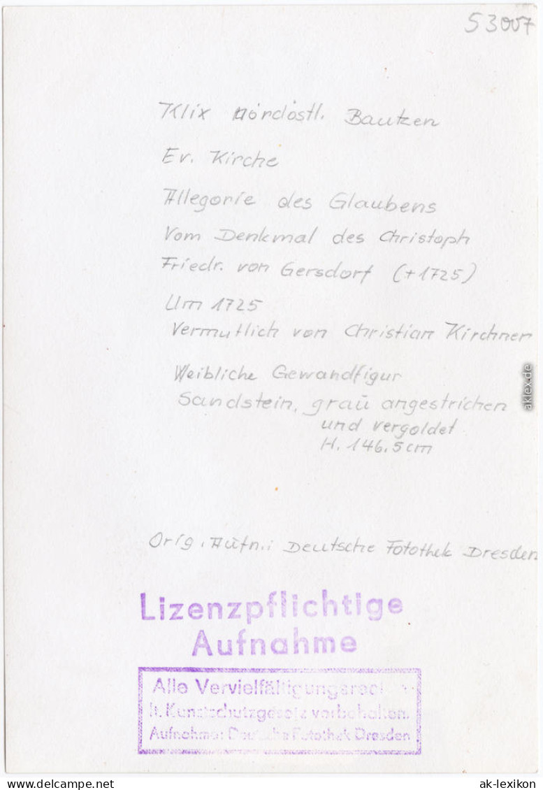 Klix Großdubrau  Kirche:  Gewandfigur Sandstein Denkmal   Gersdorf 1965 - Grossdubrau Wulka Dubrawa